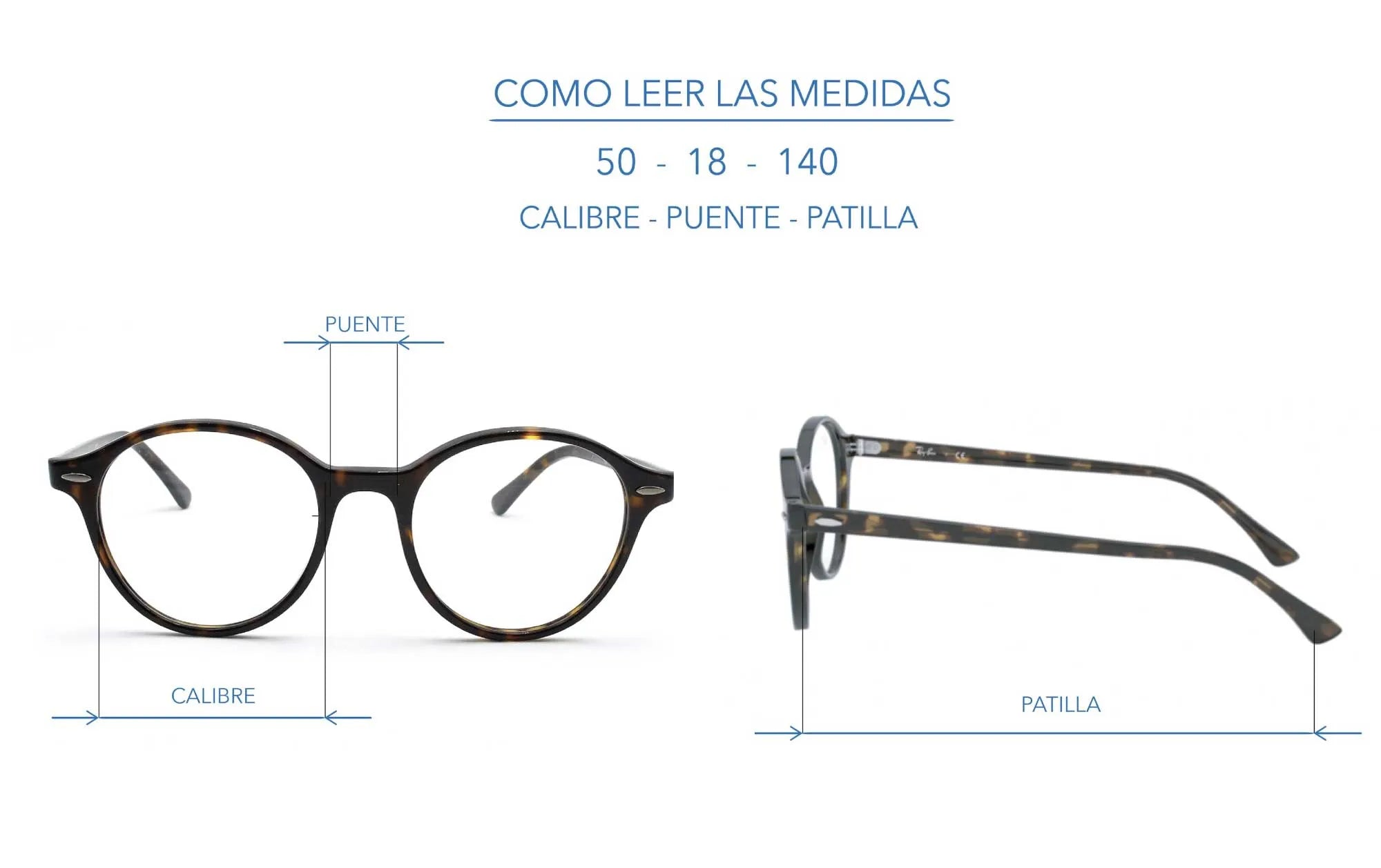 Medidas de fashion gafas ray ban